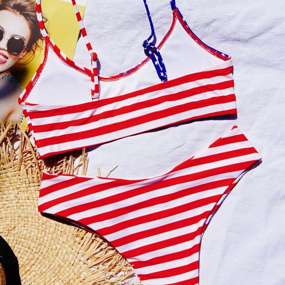 American Flag High Cut Bikini Set - Picture 3 of 6